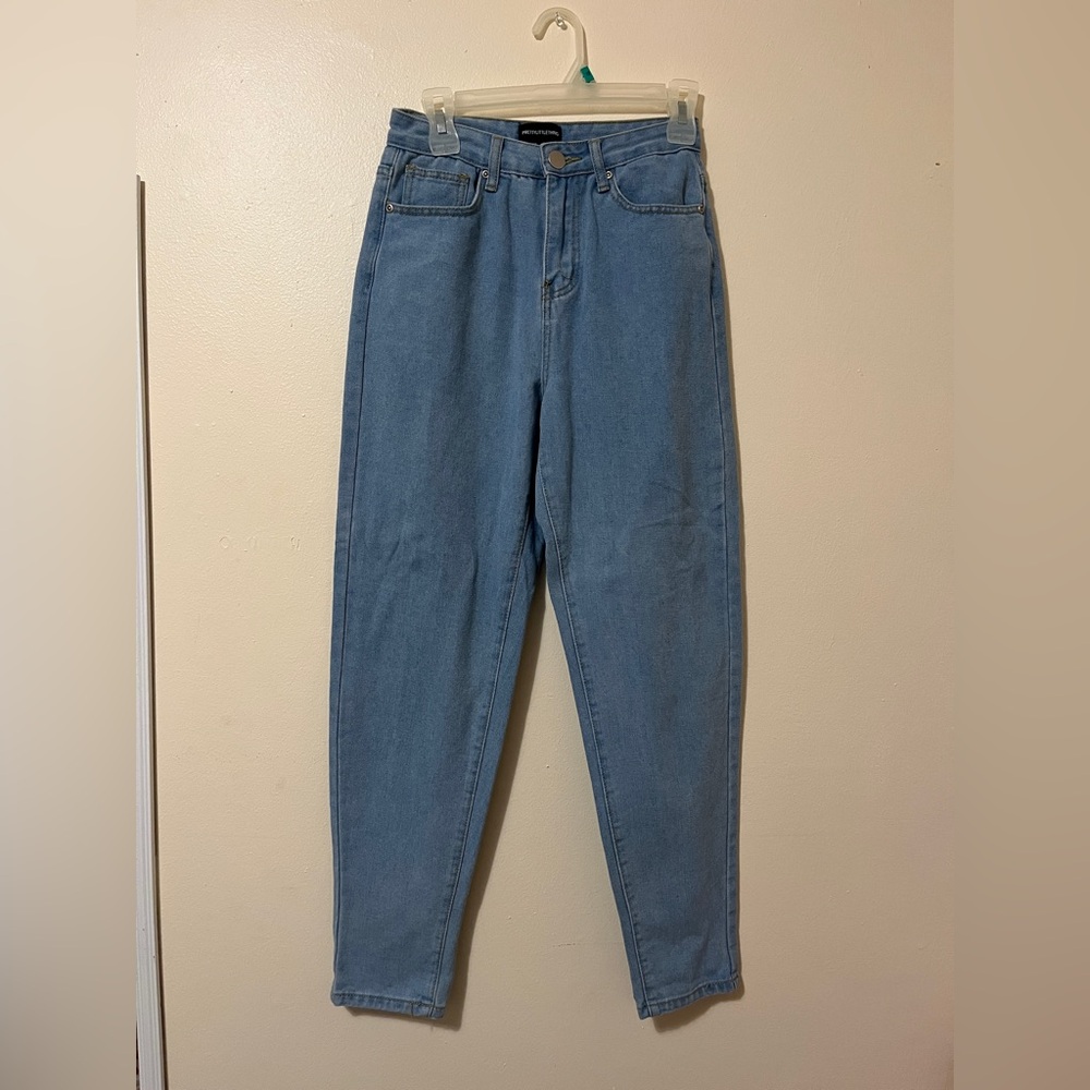 Blue high-waisted mom jeans